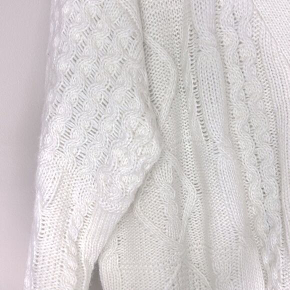 By the River Cream V-neck Cable Knit Sweater Cardigan Size Medium - Picture 4 of 5